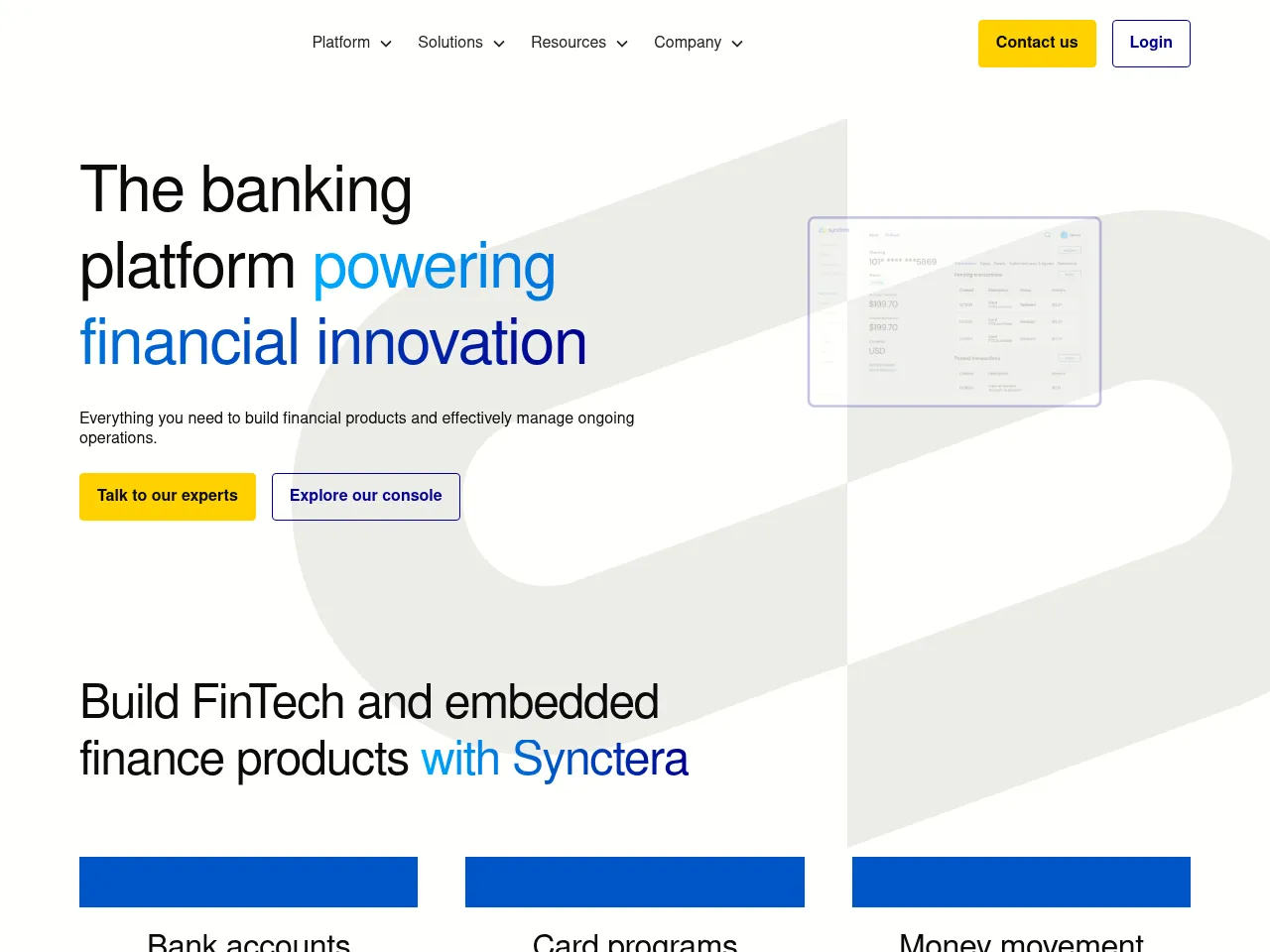 Railsbank (Synctera) Screenshot